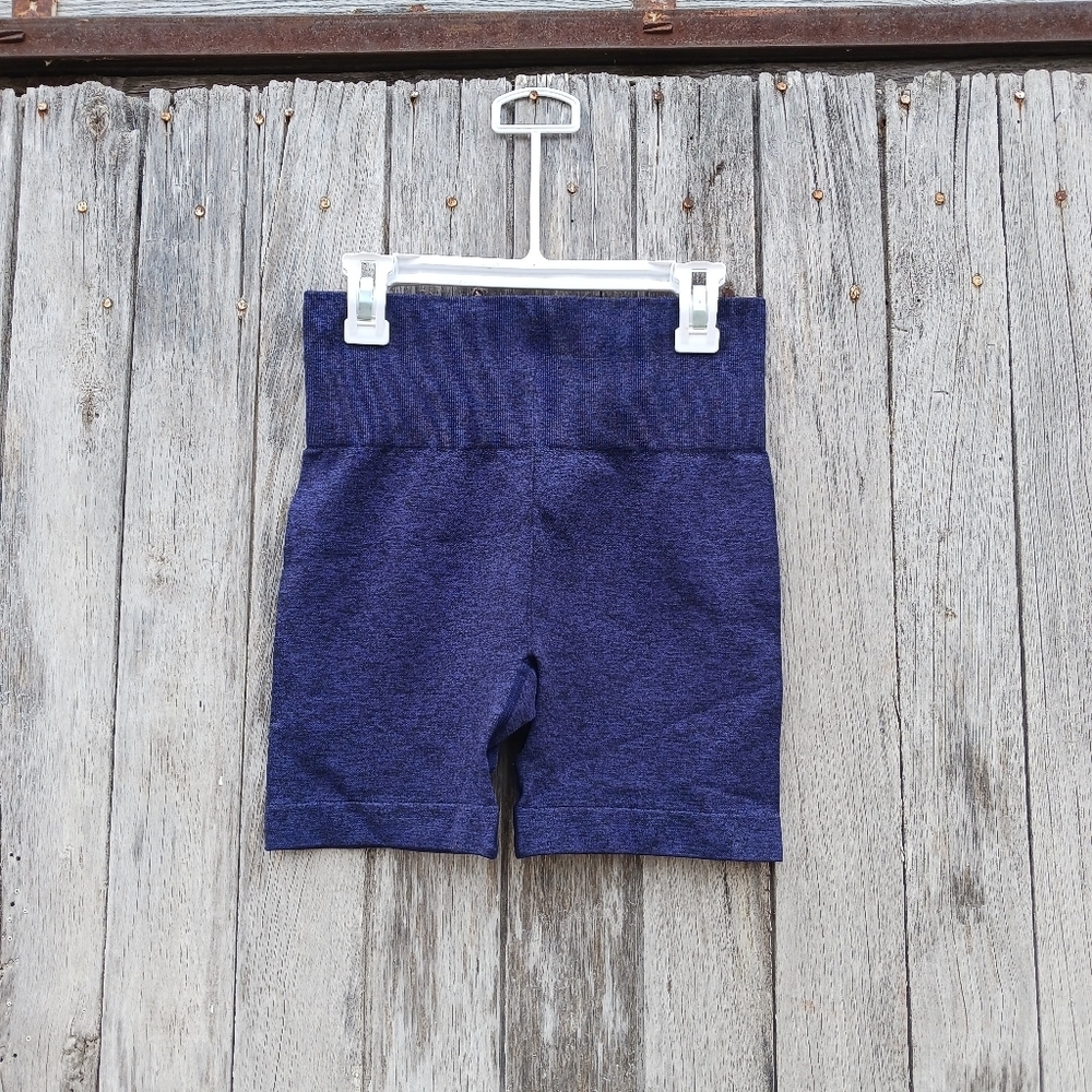 Zyia Active Hustle Seamless‎ Women’s Shorts Blue Yoga Gym Run Size Small